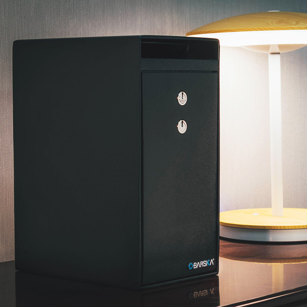 Dual Key Depository Safe with Anti-Fishing Baffle - Black