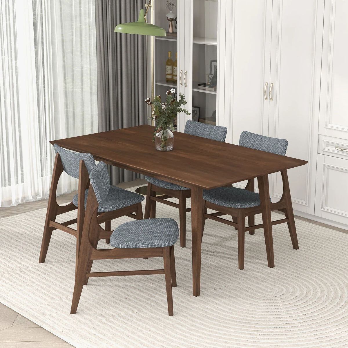 Modern Rectangular Dining Table with Solid Wood Construction - Dark Brown or White