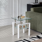 Tempered Glass Coffee Table with Storage - Black or White
