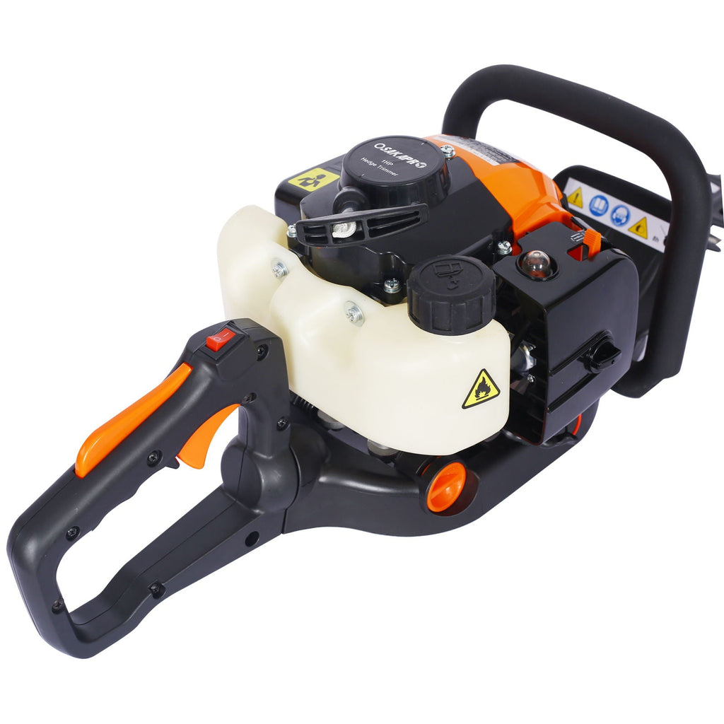 26Cc Gas Powered Hedge Trimmer with Double Sided Blade and Recoil Start - Orange