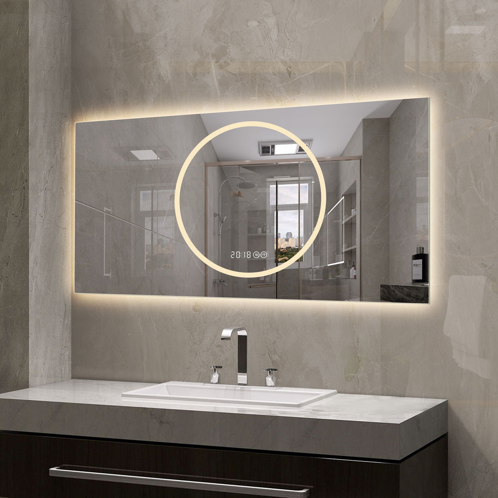 LED Vanity Mirror with Anti-Fog & Dimmable Lights - Antique Silver