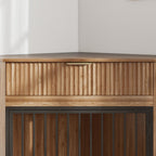 Corner Dog Crate with Fluted Drawer - White or Dark Brown