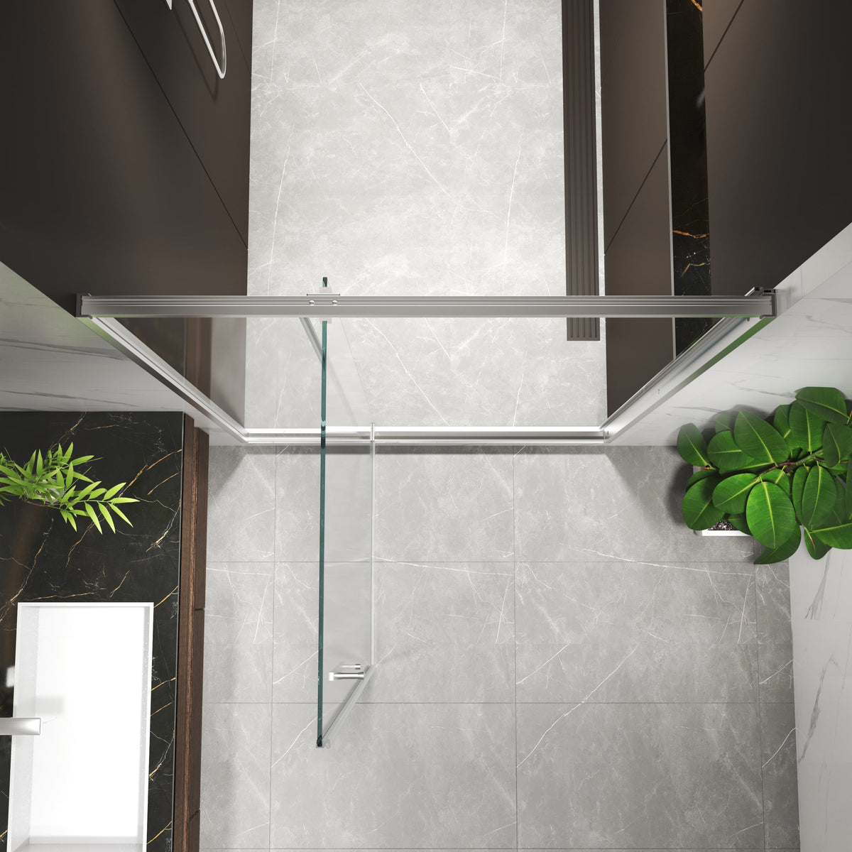 Pivot Shower Door with Tempered Glass and Soft-Close Hinge - Brushed Nickel