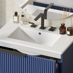 Fluted Bathroom Vanity with Ceramic Sink and Moisture-Proof Cabinet - 30" Wide