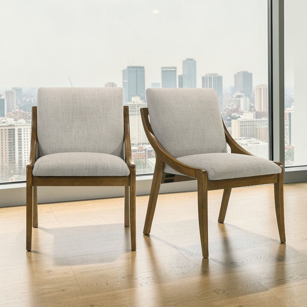 Danzel Side Chair Set with Padded Seat & Oak Frame - Gray