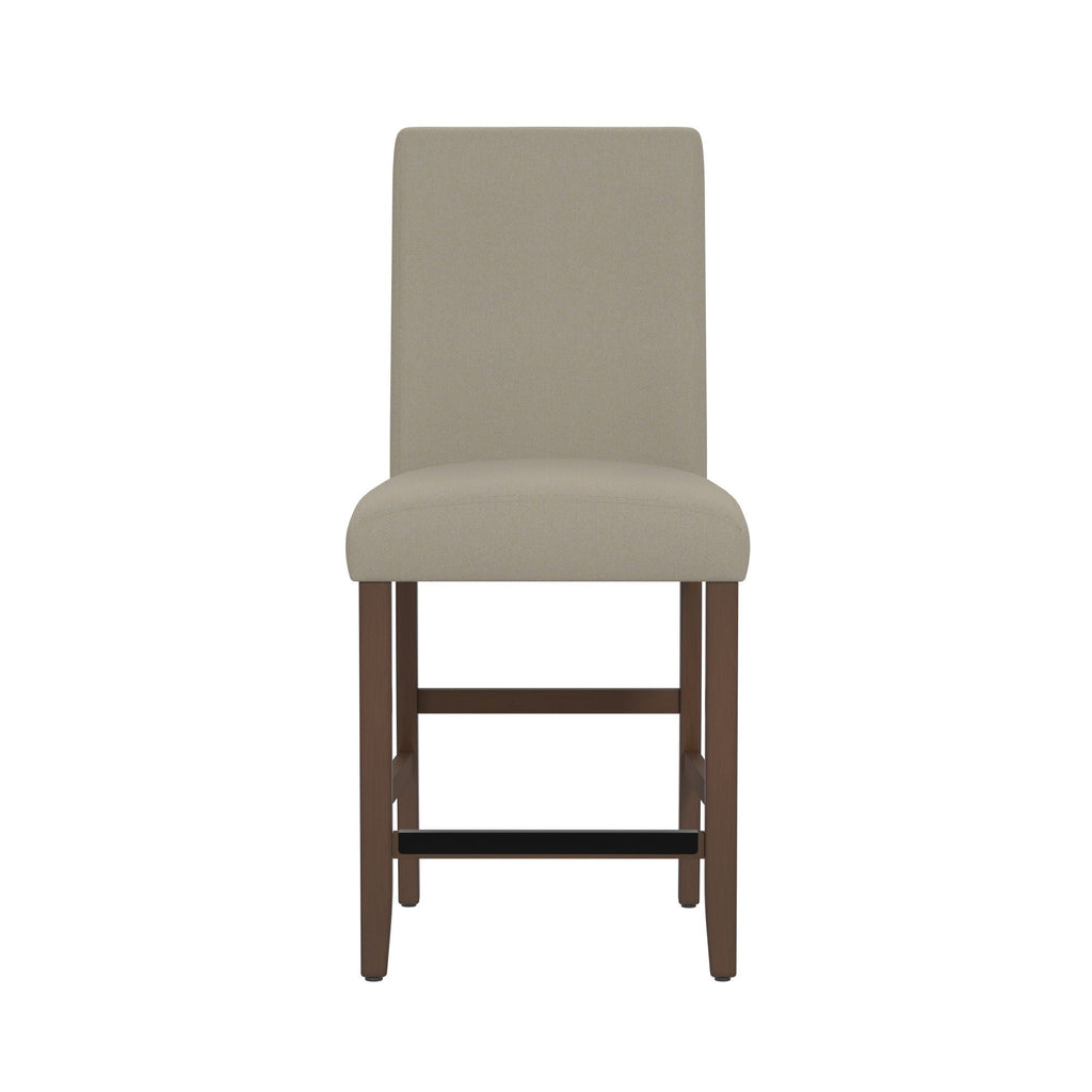 Zeph Upholstered Barstools Set of 2 with Comfortable Upholstery - Light Brown or Dark Gray