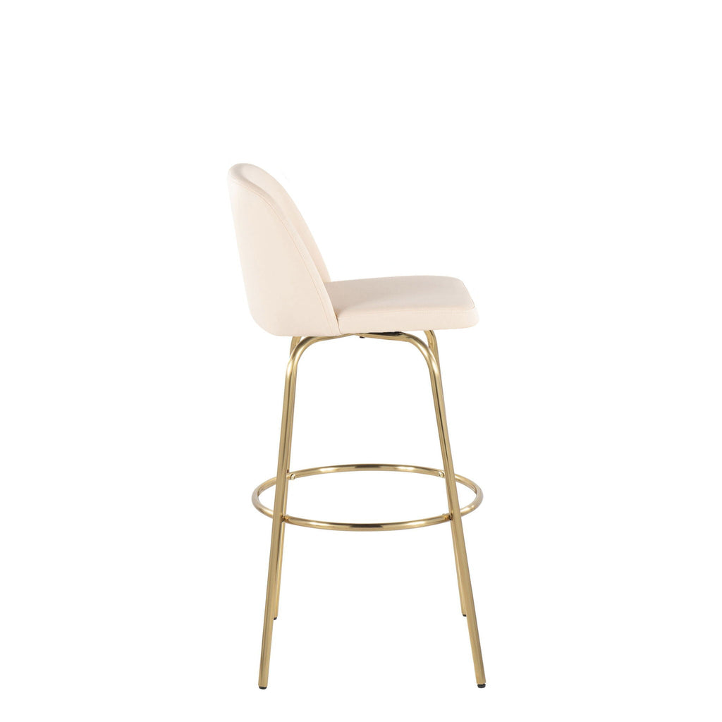 Contemporary Swivel Barstool Set with Round Footrest - Multiple Colors