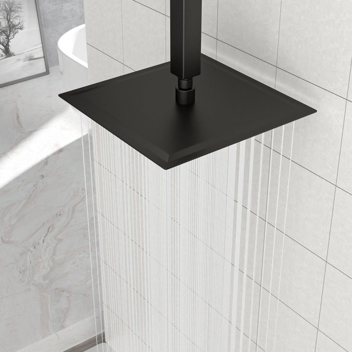 10" Square Rainfall Shower Head with 360° Adjustability – Multiple Colors