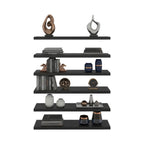 Madison 6-Piece Floating Wall Shelves Set with Wood Construction - Wenge