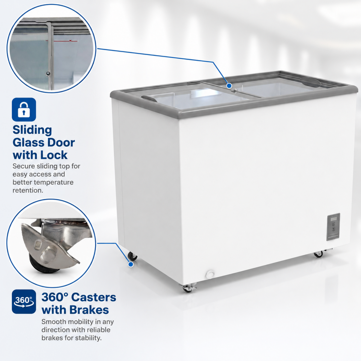 7.0 Cu.Ft Commercial Display Chest Freezer with Inverter Technology - Glass