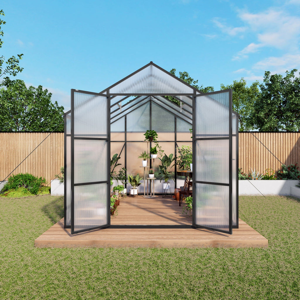 Gain Height Windproof Greenhouse with Heavy-Duty Frame - Black