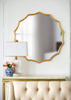 Round Sunburst Wall Mirror With Wall Decor