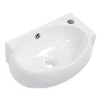 Modern Rectangle Wall Mount Bathroom Sink with Single Faucet Hole - White