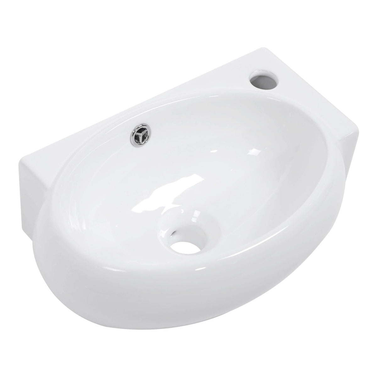 Modern Rectangle Wall Mount Bathroom Sink with Single Faucet Hole - White