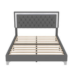 Queen Upholstered Platform Bed with LED Lights - 3-Piece Set, Gray