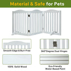 Wooden Freestanding Foldable Pet Gate with Solid Wood Construction - 24 Inch
