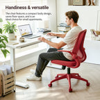 Ergonomic Office Chair with Mesh Back and Flipping Armrests - Red