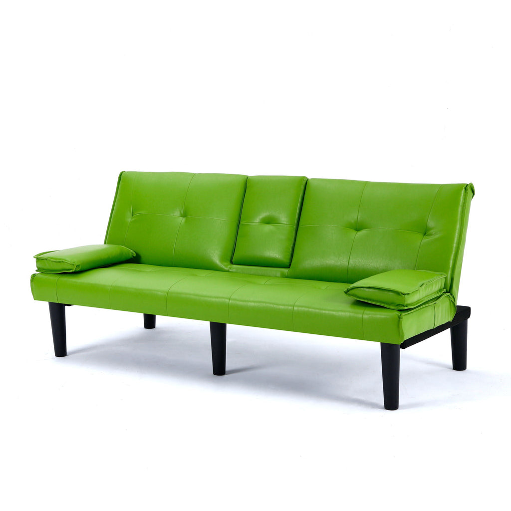 Foldable Sofa Bed with Cup Holder and Solid Wood Frame - Multiple Colors