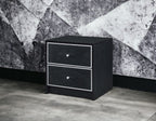 Modern Black Nightstand Table with Two Drawers - Black