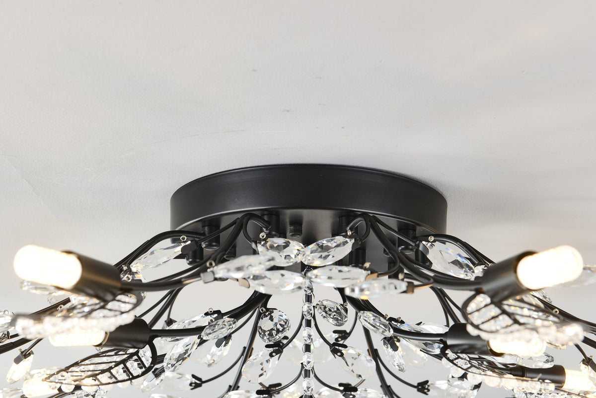 15-Light Chandelier with Crystal Accents - Matte Black