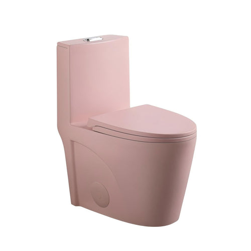 1 Piece Toilet with Tornado Flush and Dual Flush - ADA Height Chair - Gray, Pink, or Black