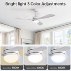 Ceiling Fan with Reversible DC Motor and Remote Control - White or Dark Brown