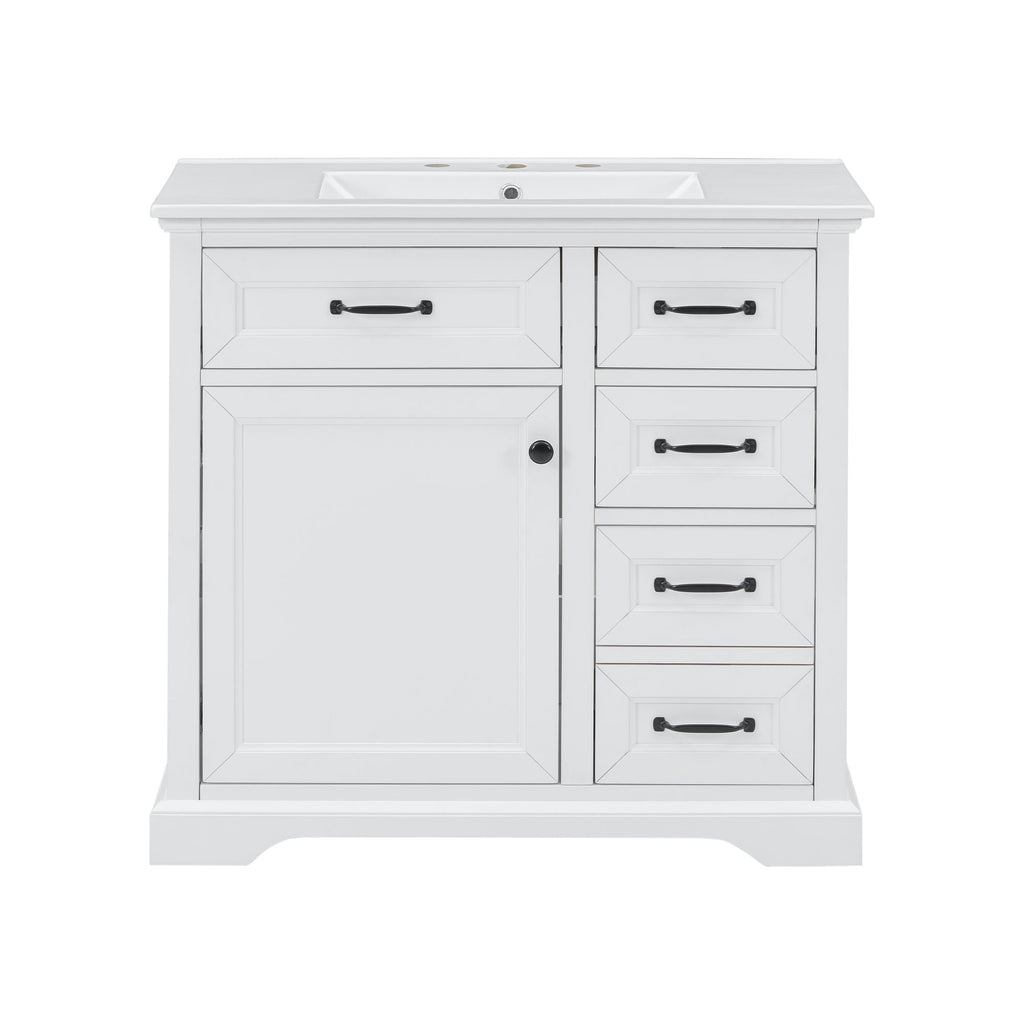 36" Bathroom Vanity with Sink and Soft Close Hinges - Dark Gray or White