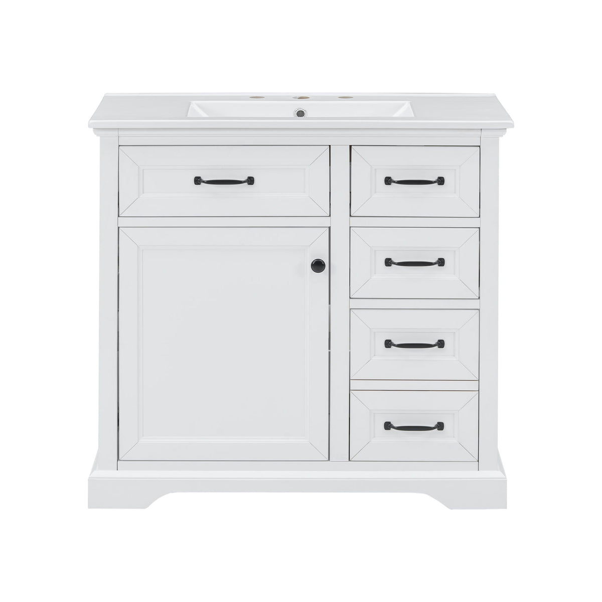 36" Bathroom Vanity with Sink and Soft Close Hinges - Dark Gray or White