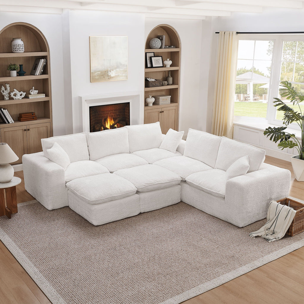 Sectional Sofa with Moveable Ottoman and Modular Design - Multiple Colors