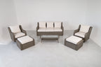 Luxury Rattan Patio Conversation Set with Swivel Chairs & Sofa - Light Gray