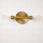 Reverie Double Lights Bathroom Wall Sconce Over Mirror - Clear / Gold