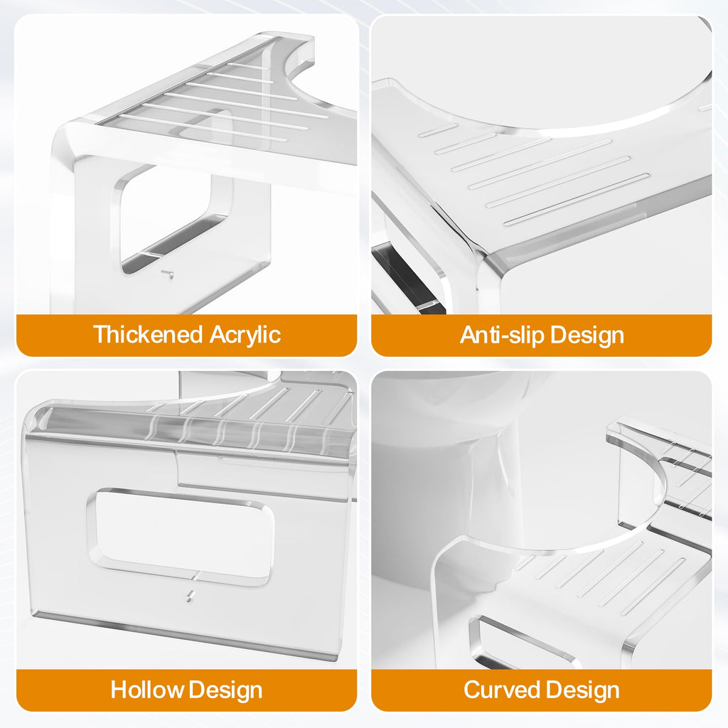 7'' Tall Acrylic Toilet Stool with Non-Slip Design - Transparent