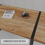 Rectangular Wood Dining Table with Metal Legs - 4 to 6 Person Capacity
