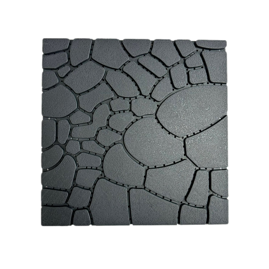 Stone Texture 12" Patio Deck Tiles with Interlocking Design - Polypropylene, 44 pcs