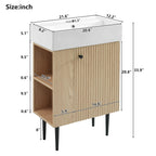 Bathroom Vanity with Single Ceramic Sink and Side Storage - Multiple Colors