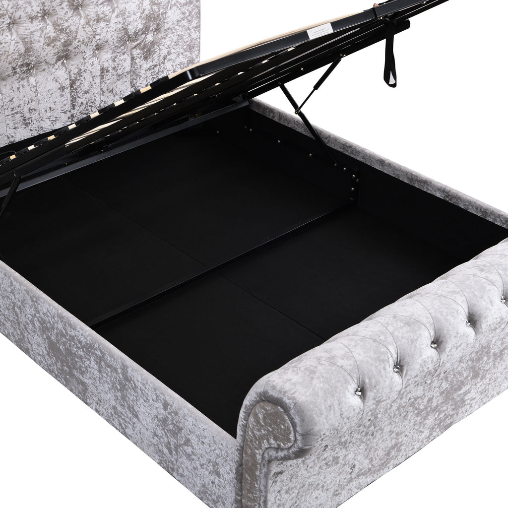 Queen Upholstered Storage Bed with Hydraulic Lift - Beige