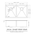Double Bowl Undermount Kitchen Sink with Deep Dual Basins - Gunmetal Black