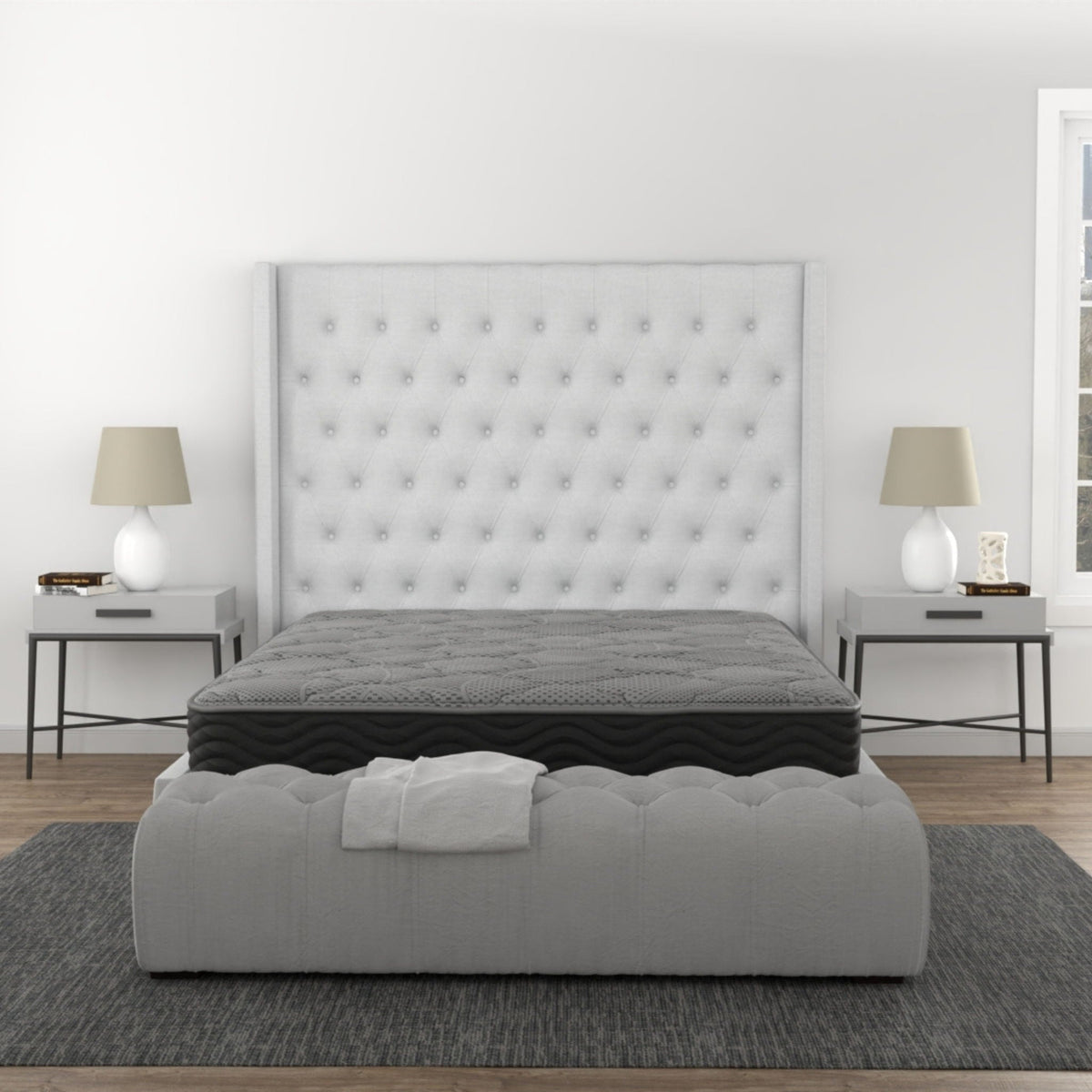 8" Pocket Coil Hybrid Mattress with Firm Support - Dark Gray