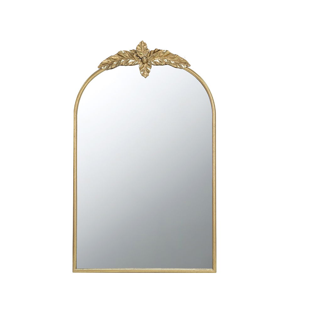 Gold Arched Wall Mirror with Metal Frame - Decorative Accent