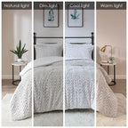 Full/Queen Ultra Plush Down Alternative Comforter Set with Chevron Pattern - Ivory
