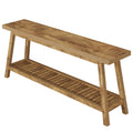 Extra Long Console Table with 2-Tier Open Storage - Farmhouse Style - Brown