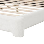 Cozy Upholstered Bed with Minimalist Frame - White Boucle