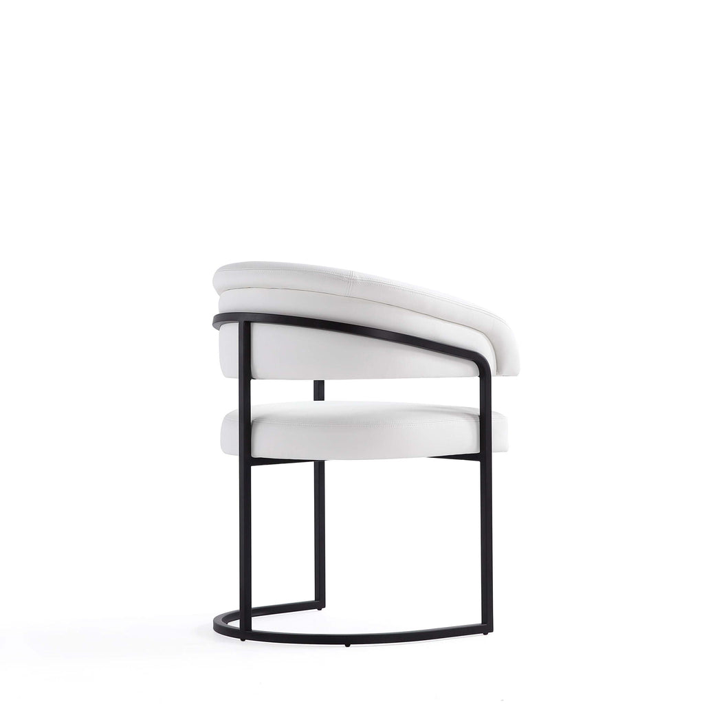 Geometric Base Dining Chair with Vegan Upholstery – White or Gray
