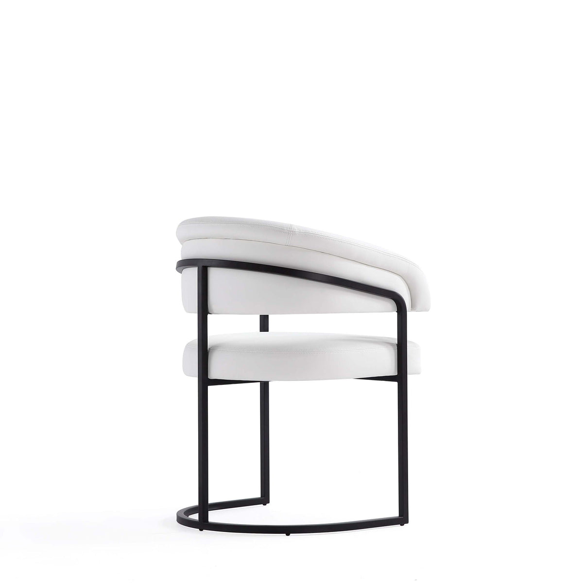 Geometric Base Dining Chair with Vegan Upholstery – White or Gray
