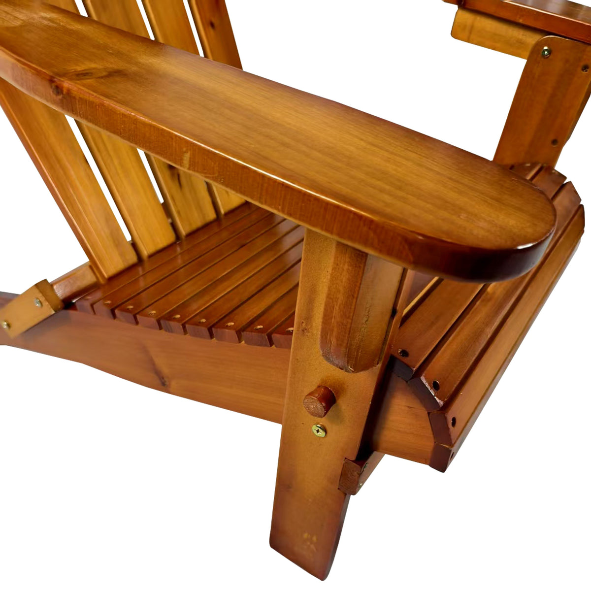 Foldable Solid Wood Adirondack Chair with Classic Design - Oak Finish