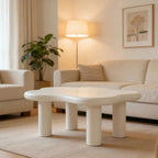 Cloud Shaped Coffee Table with 4 Round Legs - White, Black, or Light Brown