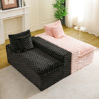 Multifunctional 4-Seater Stationary Sofa with Adjustable Layout - Pink & Black