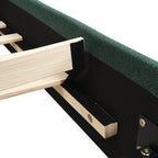 Queen Size Upholstered Platform Bed Frame with Rounded Corners Curved Headboard