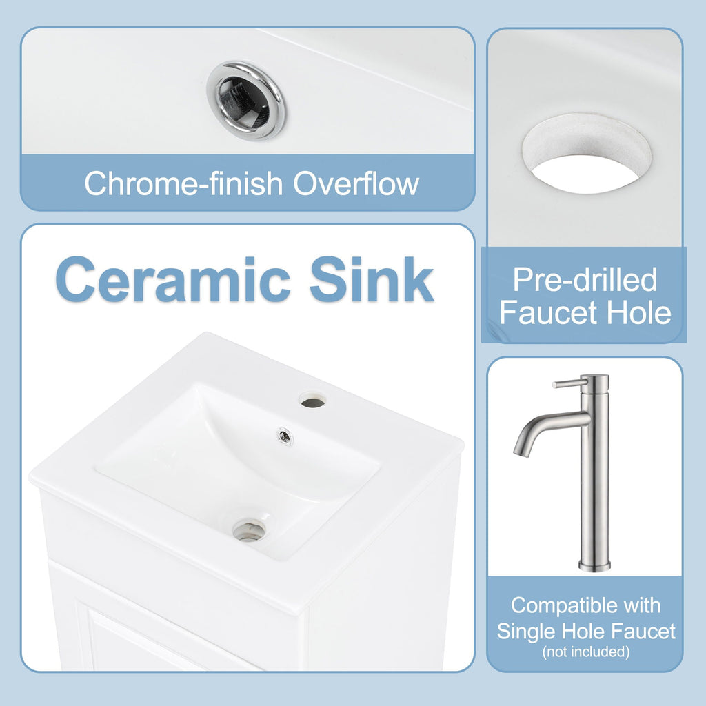 Bathroom Vanity with Sink and Adjustable Shelf - Multiple Colors