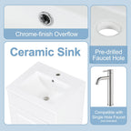 Bathroom Vanity with Sink and Adjustable Shelf - Multiple Colors